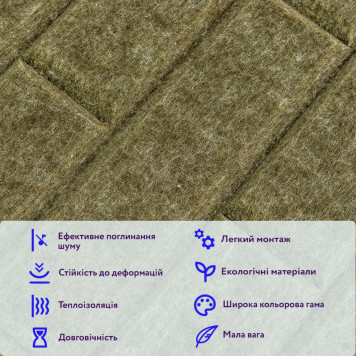 Звукоізоляційна панель 600х600х9мм Хакі SW-00002705-3