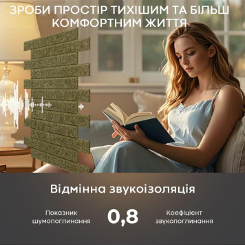 Звукоізоляційна панель 600х600х9мм Хакі SW-00002705-4
