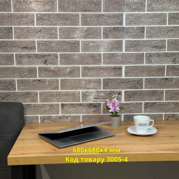 Самоклеюча декоративна 3D панель цегла контраст темно-сірий 680x680x4 мм-1