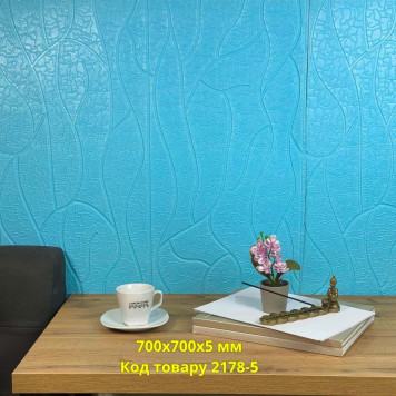 Самоклеюча декоративна 3D панель скеля блакитна 700x700x5 мм-2